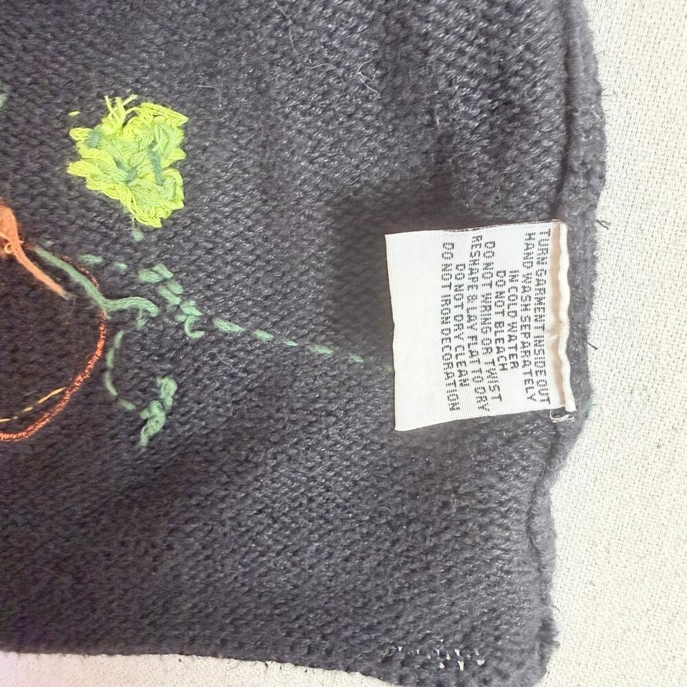 Vintage 90s Halloween Pumpkin Embroidered Beaded Sweater Vest Womens M Zip Front - Picture 14 of 14